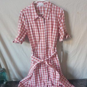 NWT Calvin Klein Red/White Checkered Dress Size 10